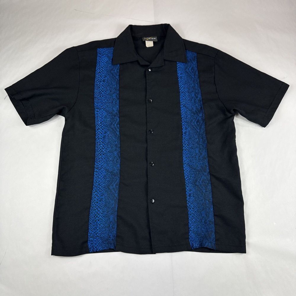 Pop Icon Shirt Mens L Short Sleeve Button Up Rockabilly Bowling USA Made Y2K 90s